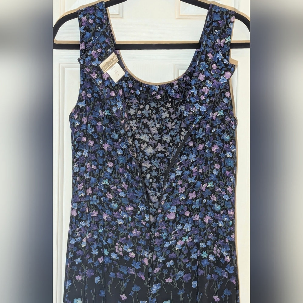 Coldwater Creek Sleeveless Rayon Dress, Women's Size 10 Blue Purple Floral